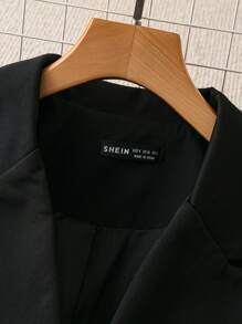 SHEIN Clasi Women's Solid Color Notch Lapel Front Button Long Sleeve Minimalist Casual Blazer