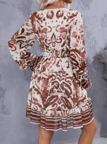 Breezaya Váy mini đi biển họa tiết hoa giản dị cho nữ - Cà phê - Xem 2
