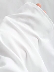 Sweetra 女士春夏休闲羊腿袖修身纯色衬衫 - 白色 - 查看 6