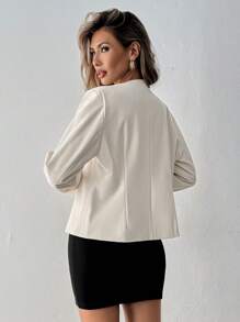 SHEIN Clasi Áo khoác dài tay trang trí nơ thời trang xuân thu cho nữ - Màu be - Xem 2