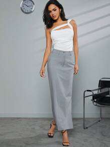 Hauture 女士纯色不对称领口紧身衣 - 白色 - 查看 8