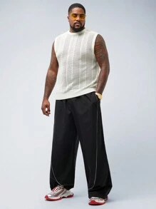 Manfinity VCAY Plus Size Men's Casual Hollow-Out Knitted Vest, Suitable For Autumn And Winter - White - View 3