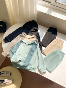 SHEIN Bộ 6 món/Bộ đồ liền quần in hình khủng long thường ngày cho bé trai và bé gái đi học và quần dài thể thao cạp chun, thích hợp cho đi chơi, đi học, làm vườn, đi biển, sinh nhật, tiệc mừng em bé chào đời, mùa thu và đông - Nhiều màu - Xem 4