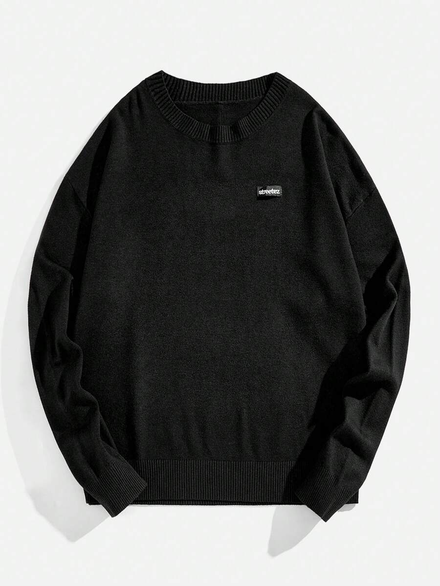 Manfinity NXTstreet Men's Loose Letter Pattern Crew Neck Long Sleeve Casual Sweater, Autumn/Winter - Dark Grey - View 1