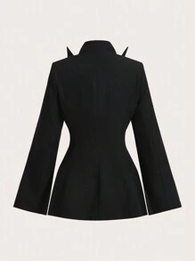 SHEIN ICON 女式修身 A 字形撞色喇叭袖口西装外套