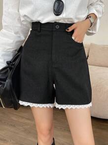 DAZY Women's Loose Fit Color Block Pocket Straight Leg Shorts,Fall Clothes - Grey - View 4