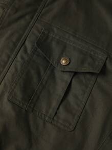 Manfinity Homme Men's Casual Warm Insulated Windbreaker Jacket, Winter - Army Green - View 4