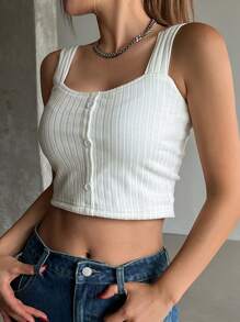 DAZY Top de camiseta interior térmica recortada de unicolor para mujer, otoño/invierno