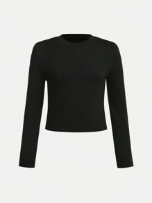 2sets Tween Girl Basic Grey & Black Long Sleeve Knit Top & High Waist Flare Knit Pants Sets