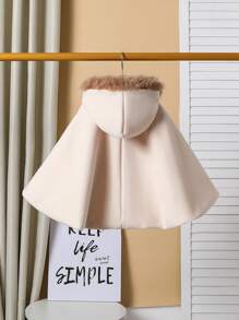 Dziewczynki puszysty płaszcz z kapturem, grube ciepłe zimowe ubrania wierzchnie w stylu księżniczki na zewnątrz, sesja zdjęciowa - Morela - Zobacz 2