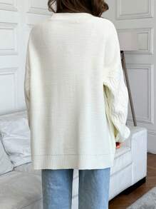 EURMUSE 女士舒适凉爽保暖优雅开衫 - 白色 - 查看 2