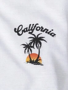 RueChic Vacation Style Chest Print Men's T-Shirt And Shorts Set - Multicolor - View 5