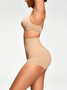 SHAPORA Women's High Waisted Tummy Control Apricot Knitted Fabric Shapewear Shorts With Butt-Lift Effect