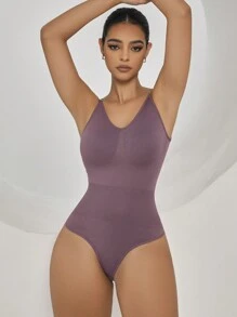 Body Con Espalda Abierta De Color Liso Para Mujer Para Dar Forma - Púrpura malva - Ver 4