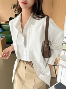 Dazy-Less Women's Spring & Summer Casual Commuting 2 In 1 Long Sleeve Shirt Business Casual Woman Work Clothes