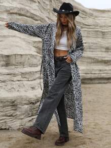Aveloria Modichic Casual Chic Leopard Print Hooded Long Sleeve Jacket Fall Cloth For Women - Multicolor - View 2