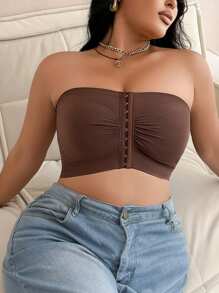 Front Closure Seamless Brassiere For Larger Sizes - Coffee Brown - View 4