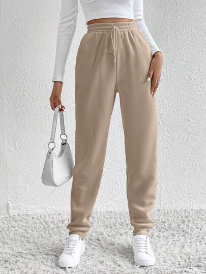 SHEIN Tall 女士抽绳腰部口袋慢跑休闲运动裤