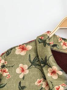 Plus Size Women Floral Printed Button Down Long Sleeve Casual Loose Blouse - Multicolor - View 5