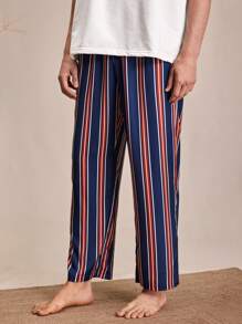 SHEIN EverLounge Herren Lounge Hose mit Elastikbund und geradem Bein mit Streifen Muster
