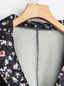 SHEIN LUNE Plus Size Floral Print Patchwork Front Button Casual Long Sleeve Shirt - Multicolor - View 8