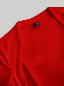 SHEIN EZwear 2 chiếc/bộ áo thun tay dài cổ tròn đơn giản, giản dị, vừa vặn, cỡ lớn, mùa thu/đông - Nhiều màu - Xem 7