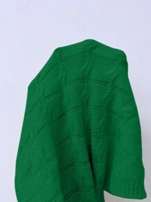 Chiquease Spring & Autumn Casual Solid Color Cropped Cardigan - Green - View 6