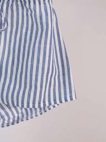 SHEIN Unity Women's Casual Striped Halter Neck Tie Cami Top, Summer Graphic Tees Women Tops - Baby Blue - View 7