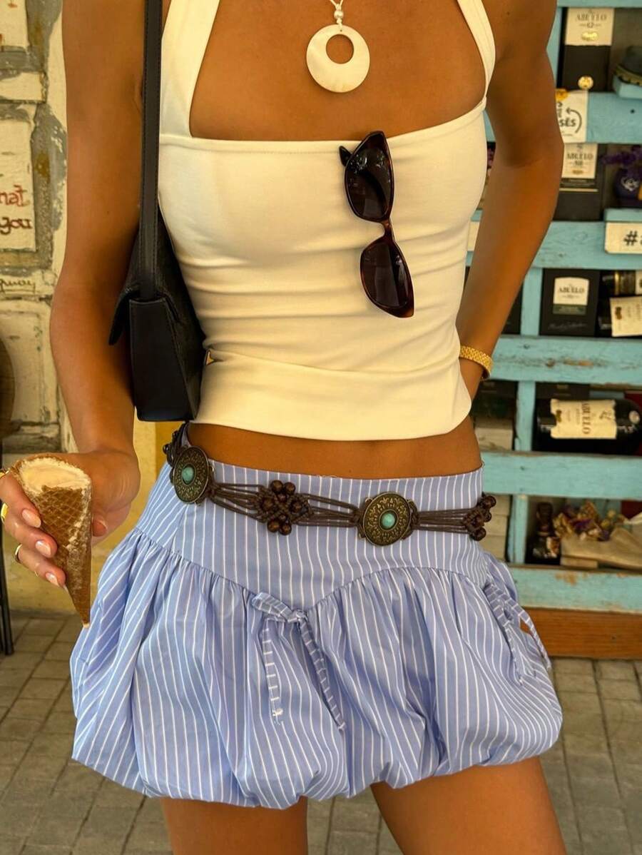 INAWLY Damen eng anliegendes Trägerhemd mit Schwanenhals-Ausschnitt in Unifarbe, Sommer