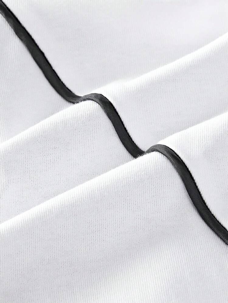 Men's Color Block Round Neck Loose Fit Casual Short Sleeve Street T-Shirt, Spring & Summer