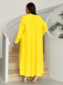 Maweii Áo khoác hở lưng nhún bèo cỡ lớn thường ngày - Màu vàng - Xem 2