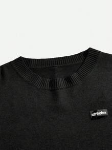 Manfinity NXTstreet Men's Loose Letter Pattern Crew Neck Long Sleeve Casual Sweater, Autumn/Winter - Dark Grey - View 4