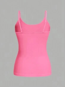 SHEIN EZwear Bộ 2 áo hai dây bó sát màu đen và hồng cỡ lớn dành cho nữ, thích hợp mặc vào mùa hè - Nhiều màu - Xem 6
