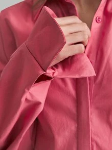 Ontre Women's Elegant Minimalist Light Pink Long Dress, Winter Cotton Fall Dresses