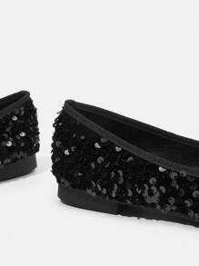 CUCCOO DOLLMOD Women's Glitter Decor Bow Knot Ballet Flats Fall - Black - View 5