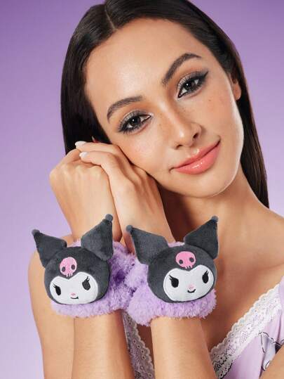 HELLO KITTY AND FRIENDS | SHEIN 2pcs Cartoon Kuromi Design Plush Retractable Towel Hand Strap