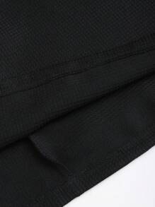 SHEIN Unity 女式夏季金属纽扣装饰方领无袖休闲连衣裙 - 黑色 - 查看 3