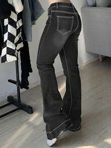 女款 Y2K 街头风低腰休闲牛仔喇叭裤，开学季，秋季