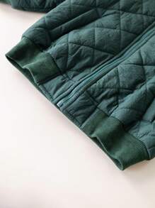 PrepCrw Young Boys' Autumn/Winter Varsity Style Green Argyle Zip-Up Padded Coat, Back To School Season - Green - View 4