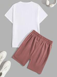 RueChic Vacation Style Chest Print Men's T-Shirt And Shorts Set - Multicolor - View 2