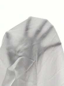 SHEIN Clasi 大码纯色斜领褶皱衬衫 - 白色 - 查看 6