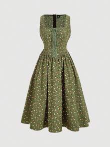 SHEIN MOD Elegant Vintage Ditsy Floral Plus Size Ladies Dress - Multicolor - View 1