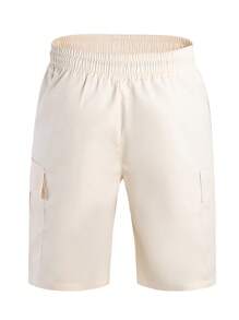 Manfinity Dauomo Men's Solid Cargo Pocket Bermuda Shorts - Khaki - View 4