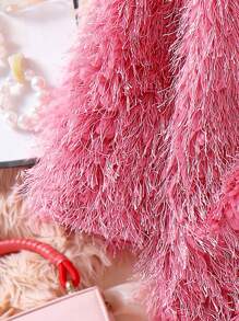 SHEIN Long Warm Fuzzy Outerwear Coat For Young Girl