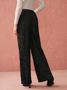 Enchnt Damen einfarbige Hose mit Tasche, lässig