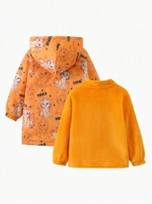 2 chiếc áo khoác gió có mũ in hình sư tử vui nhộn cho bé trai và áo khoác lông cừu dày ấm áp cho mùa thu đông - Màu vàng - Xem 3