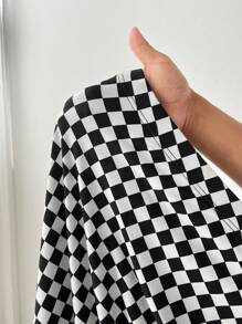 SHEIN Tall CURVE Plus Size Women Checkered Print Side Split Skirt