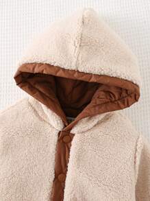 Cozy Pixies Omkeerbare Cartoon Bear Ear Hoodie Dikke Thermische Gevoerde Buitenkleding Voor Babyjongen