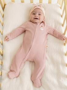 Cozy Pixies Newborn Baby Girl Ballet Pattern Knitted Soft Round Neck Long Sleeve Footed Romper 2pcs Set Graphic