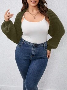 SHEIN Unity 大码女式纯色开衫，秋冬季